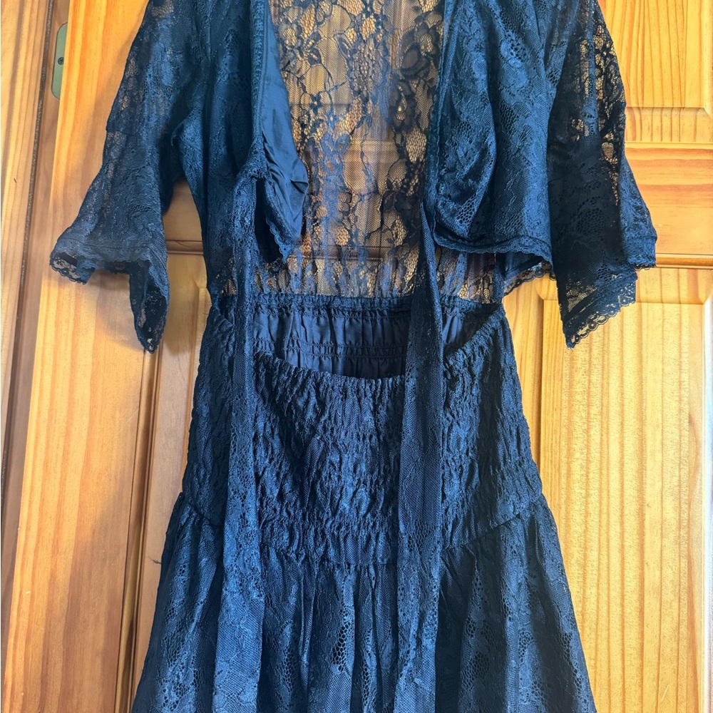 Free People Black Lace Mini Dress